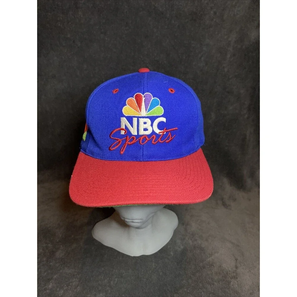 Vintage 90s NBC Sports Snapback Hat Cap Sports Specialties Adjustable Blue/Red